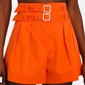 INTERMIX Leslie Orange Double Belt High Waist Women Shorts